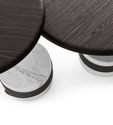 tavolini champignon morica design legno rovere marmo bianco carrara